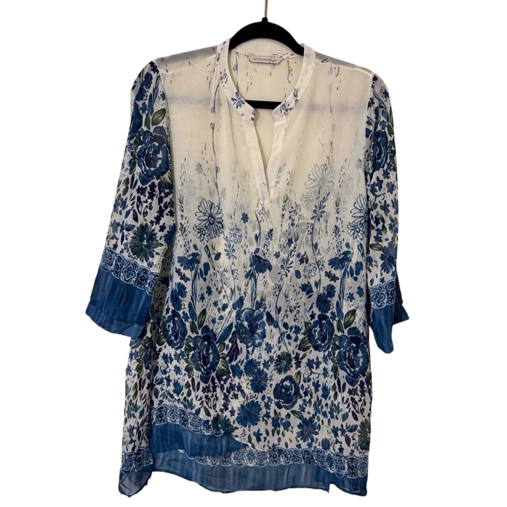 Soft Surroundings Blue and White Floral Tunic